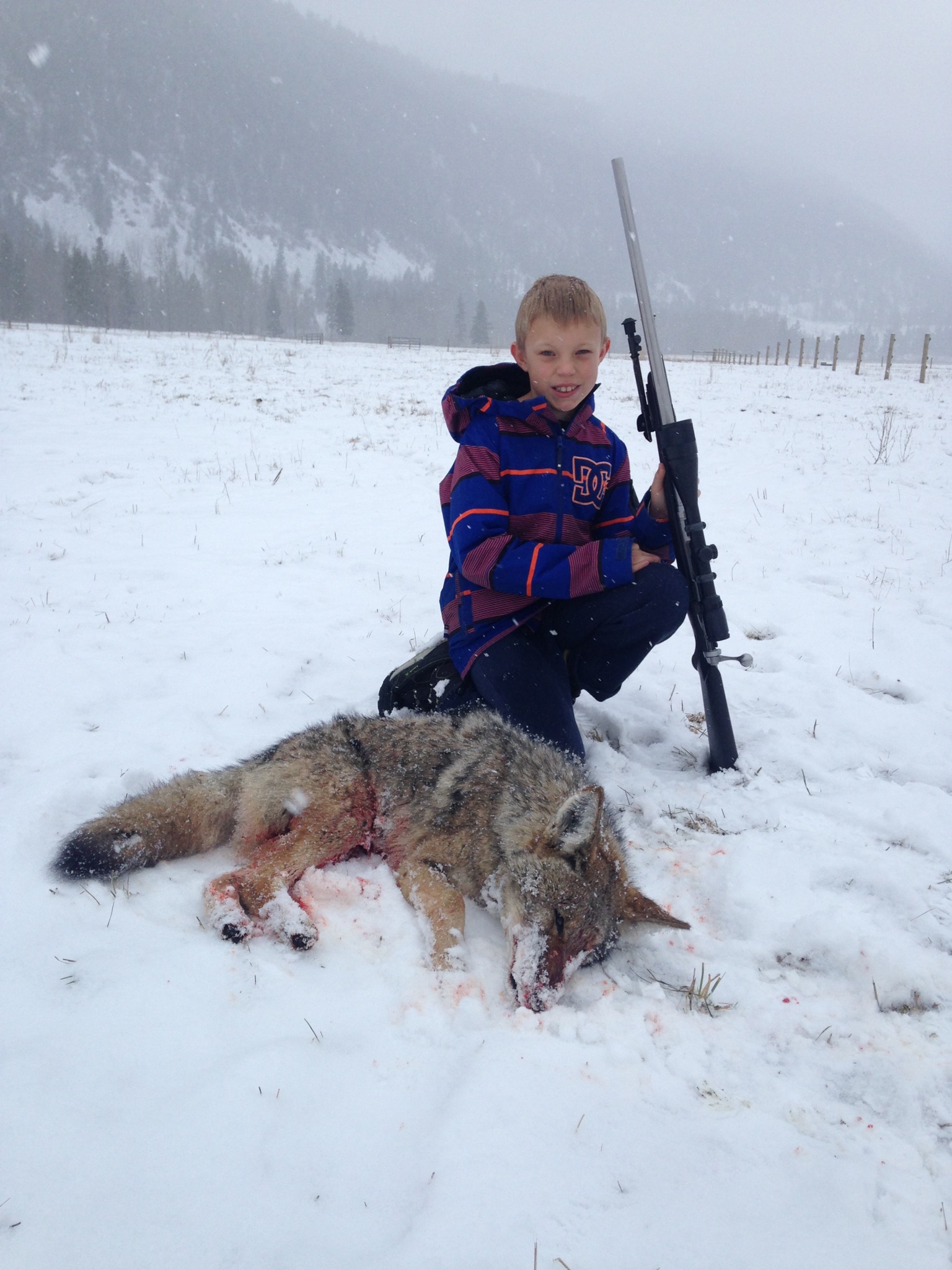 Name:  Hunter's first Coyote.JPG
Views: 1517
Size:  561.7 KB